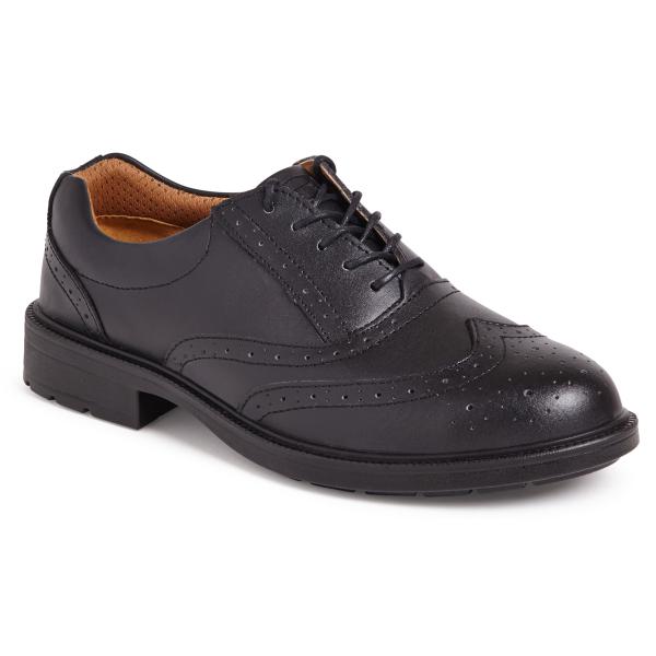 Black-Leather-Safety-Executive-Style-Uniform-Shoe---S1P-SRC---Size-10